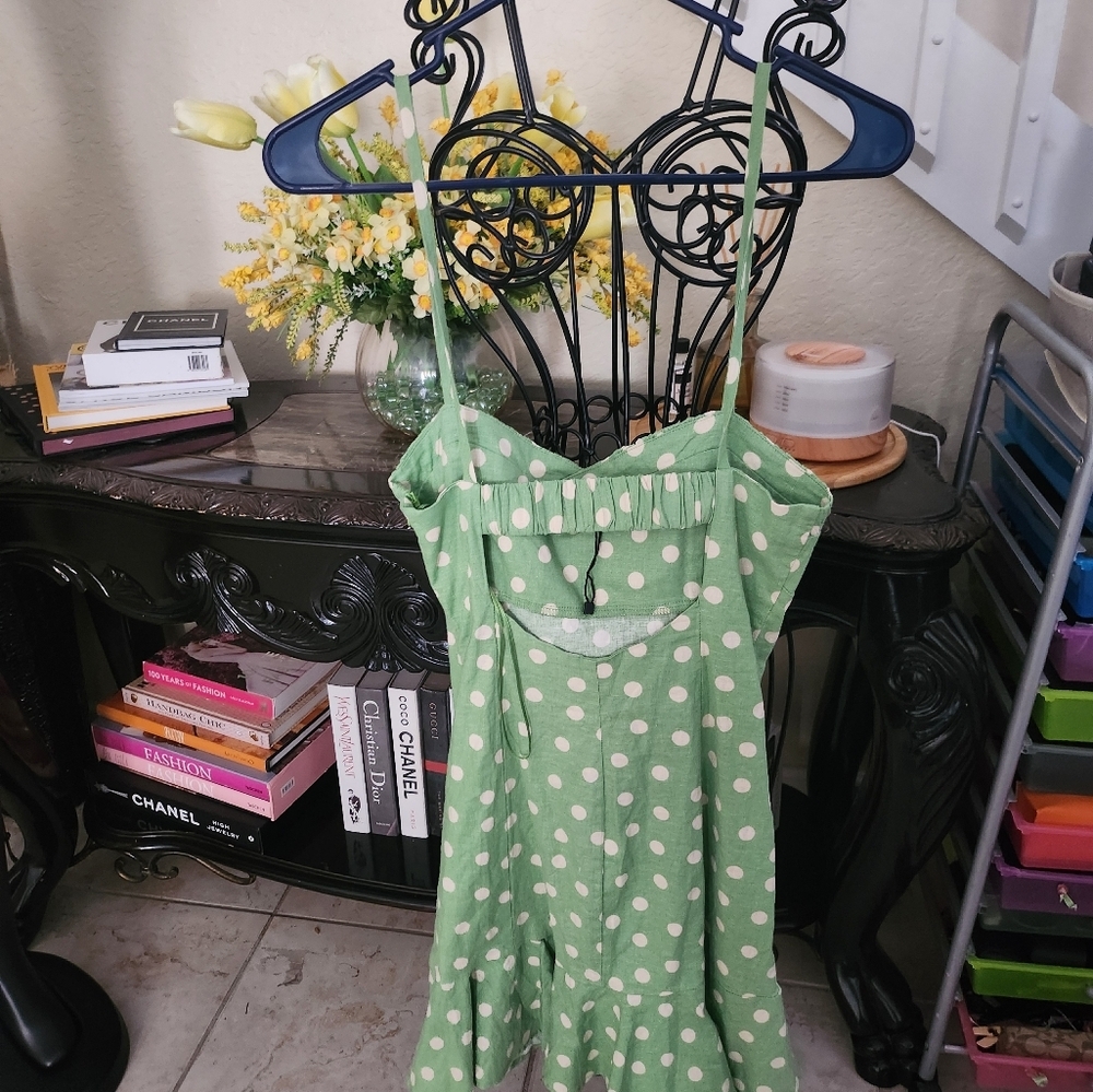 Zara Green Polka Dot Dress Size XS NWOT - Picture 4 of 5